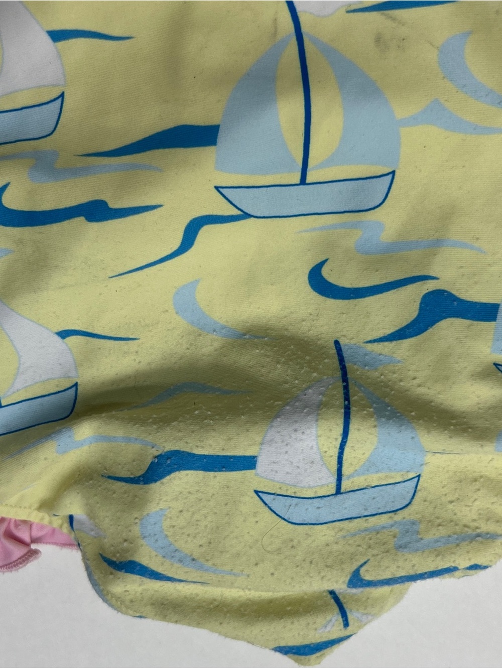 Classic Whimsy Girls' Yellow Pink Sailboat Ruffle One-Piece Swimsuit Retro - Picture 4 of 6